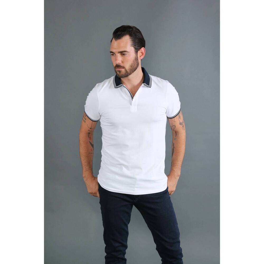 NEW EIGHT X trim polo in white